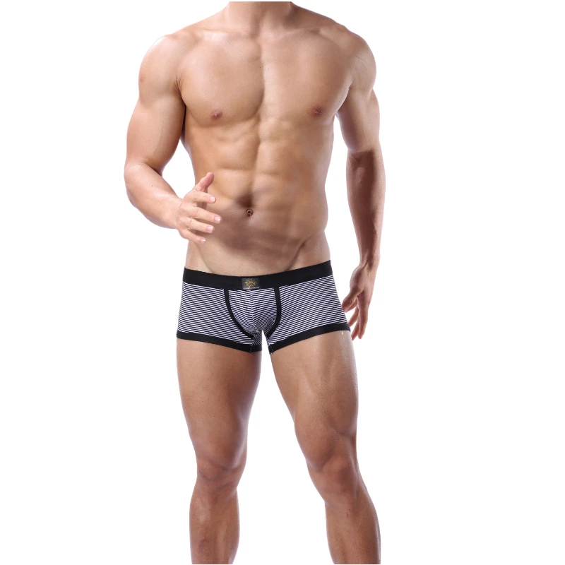 Custom Pure Cotton Spandex Breathable Boer  Boy Striped Cool Boxer Underwear