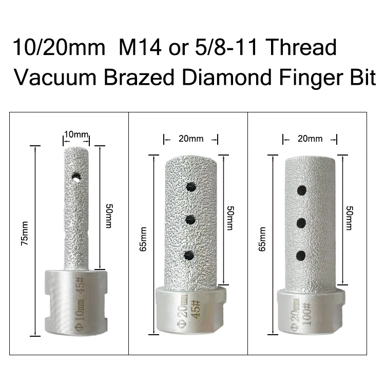 DEYI 20mm M14 thread vacuum brazed diamond finger router bit milling cuter for Enlarging Holes in Tile Porcelain Marble Ceramic