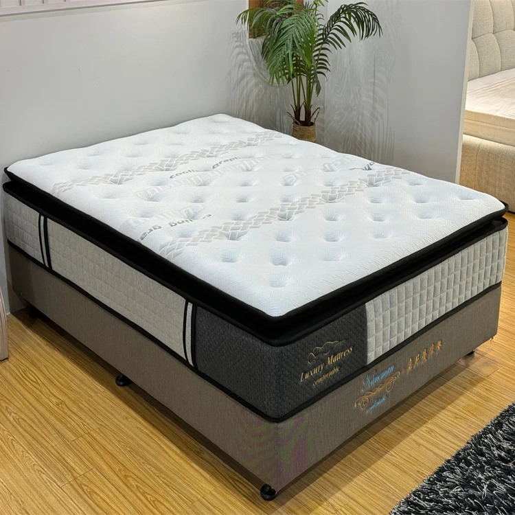 Natural latex cool sleep visco memory  foam zones pocket spring mattress roll in a box