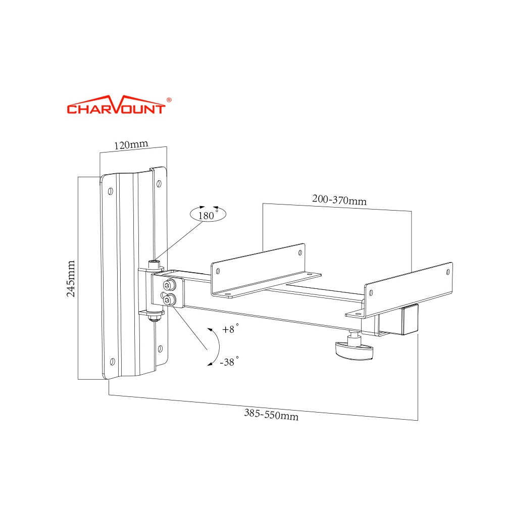 Charmount Adjustable Speaker Bracket Hanger Heavy Duty Speaker Stand Wall Mount