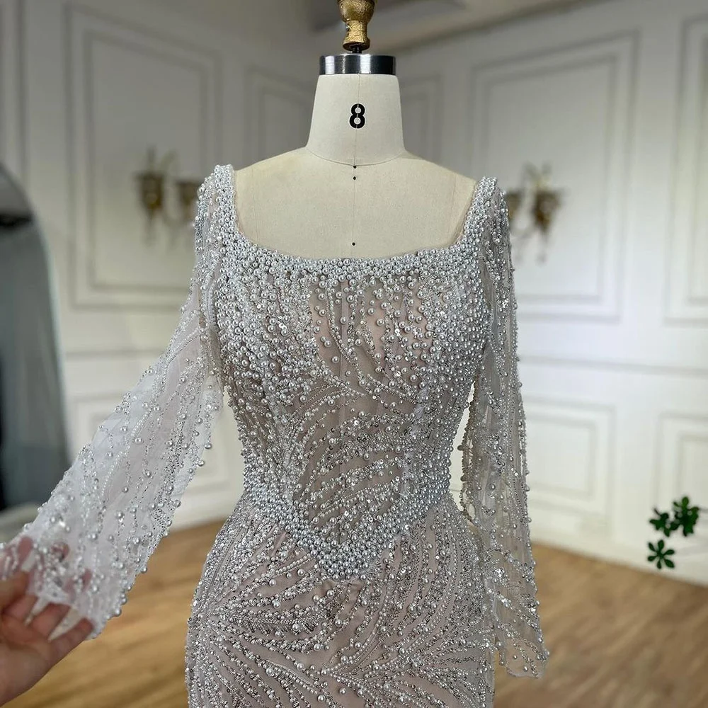 Long Sleeves Pearls Beaded Mermaid Evening Dresses Serene Hill LA72266A Formal Party Gowns 2024 for Women