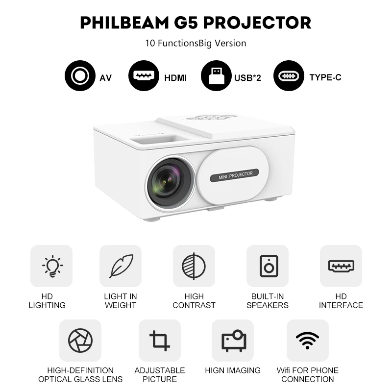 Мини-проектор XIDU 6000 люмен HD LED LCD видеопроектор смартфон портативный маленький карманный проектор 1080p