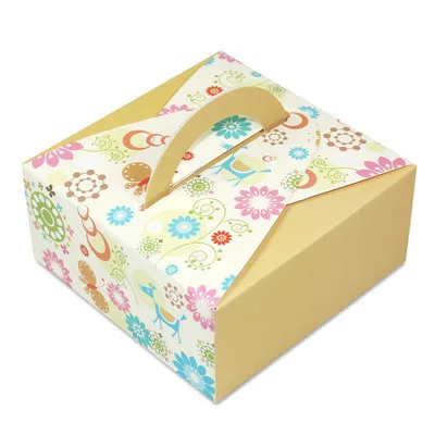 5 inch colorful paper pastry cookie cake box  with handle