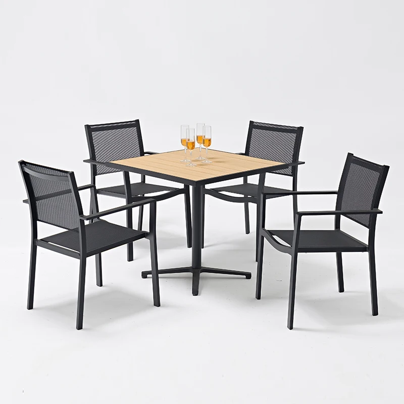 
American Style Stock Outdoor Furniture Square Wooden Garden Dining Table Set 