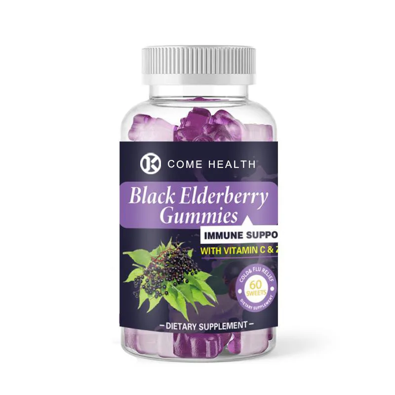 Wholesale Private Label Black Elderberry Gummies With Vitamin C & Zinc For Anti-aging Sambucol Black Elderberry Gummies