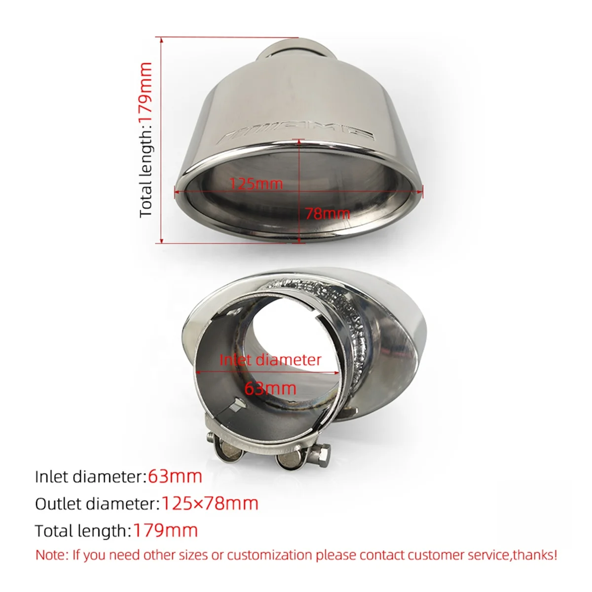 1 Piece Car Exhaust tips Muffler Stainless Steel Pipe for Mercedes Benz W204 AMG C63 C65 modify