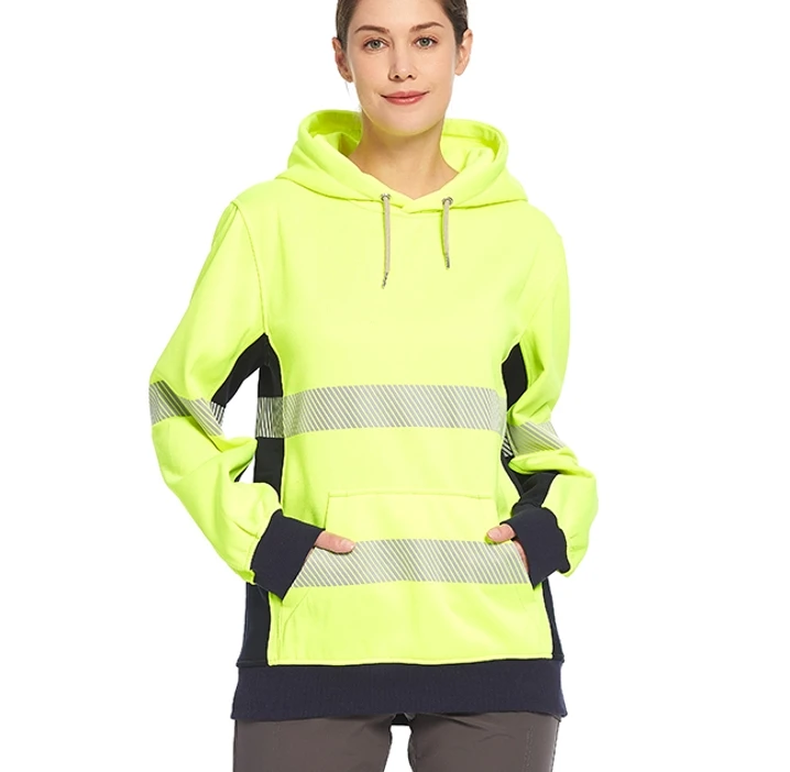 2024 ZX пользовательские мужские толстовки Fr Hi Vis светоотражающая защитная одежда 100% хлопковая толстовка с длинным рукавом класс 2/3 ANSI высокая видимость