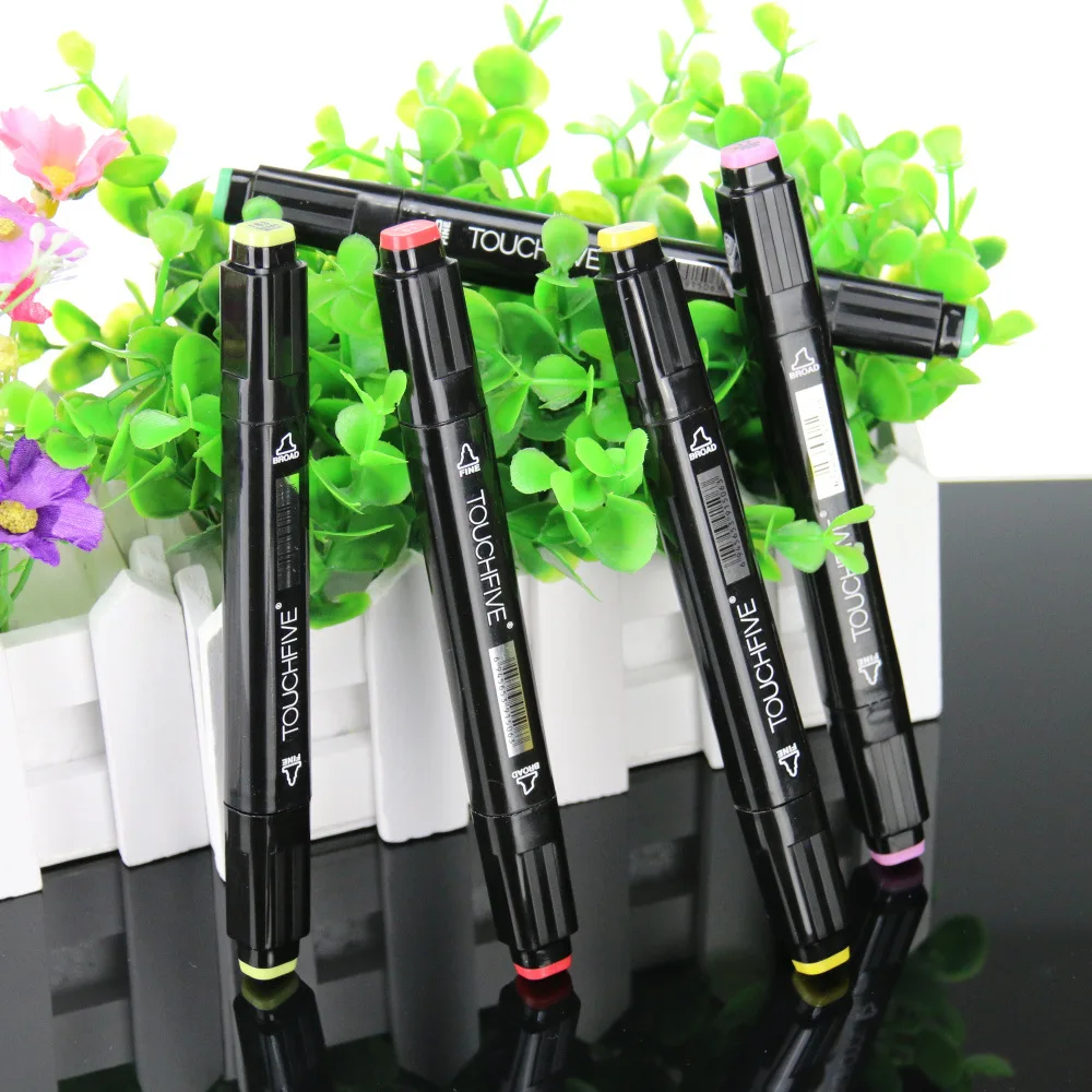 Touchfive T5- 48 Colors Art Markers Brush Pen Alcohol Based Dual Head Manga For Drawing Marker Pens Art Supplies