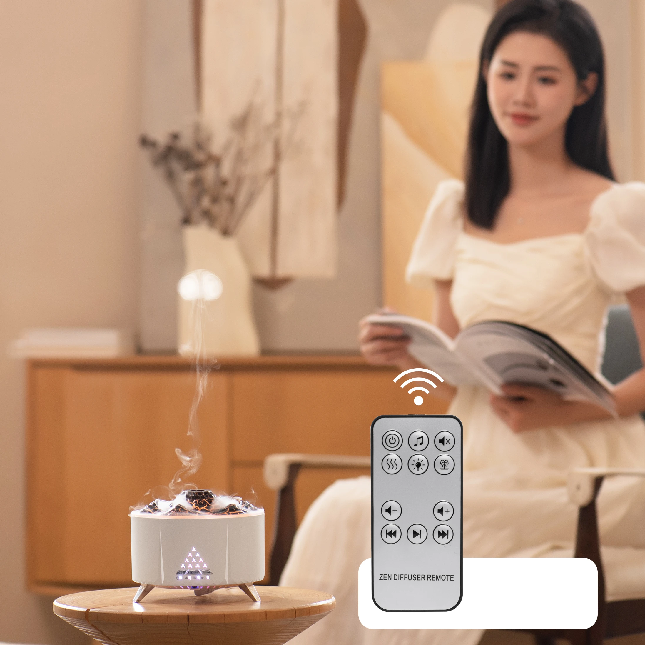 IMYCOO New Arrival Flame Remote Control Aromatherapy Machine Wholesale Essential Oil Diffuser With Colorful Lights