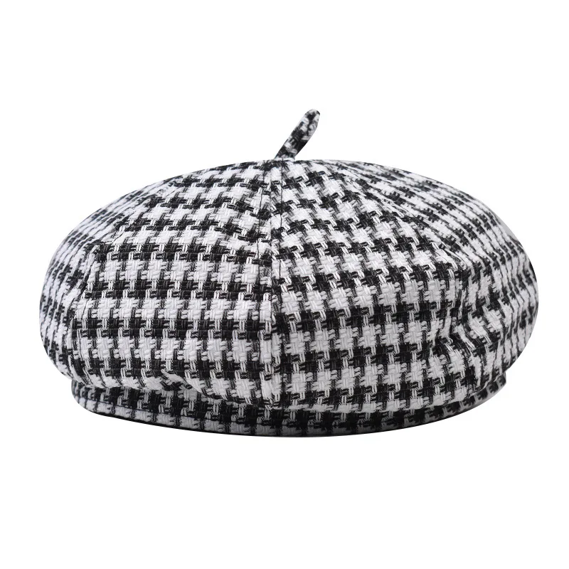 Fashion female Japanese Autumn winter joker painter plover grid cap buds cap