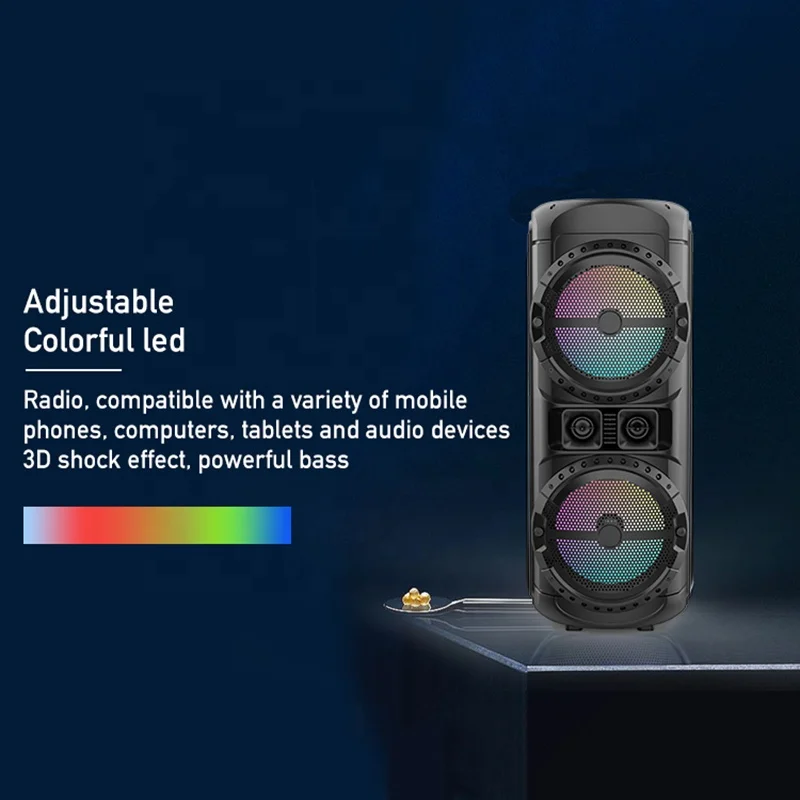 Factory Direct Fashion Wireless Party Big Size Professional Bluetooths Dj Box Battery Powered Wireless Speaker With Light Mic