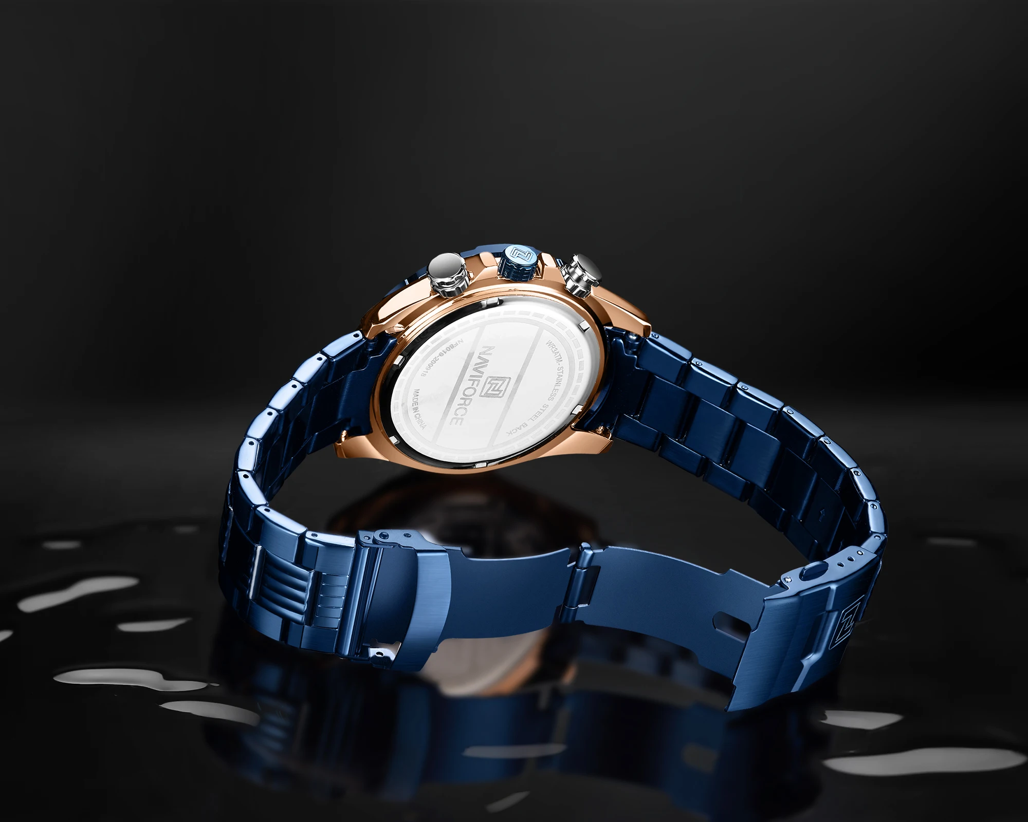 NAVIFORCE NF8019 high quality made in china men hour stylish Stainless steel  band waterproof watch character Casual wrist watch
