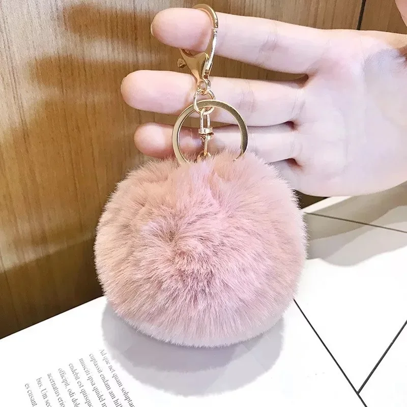 8cm Bag Pendant Charms Chain Faux Fox Rabbit Fake Fur Fluffy Keyring Pompom Keychain