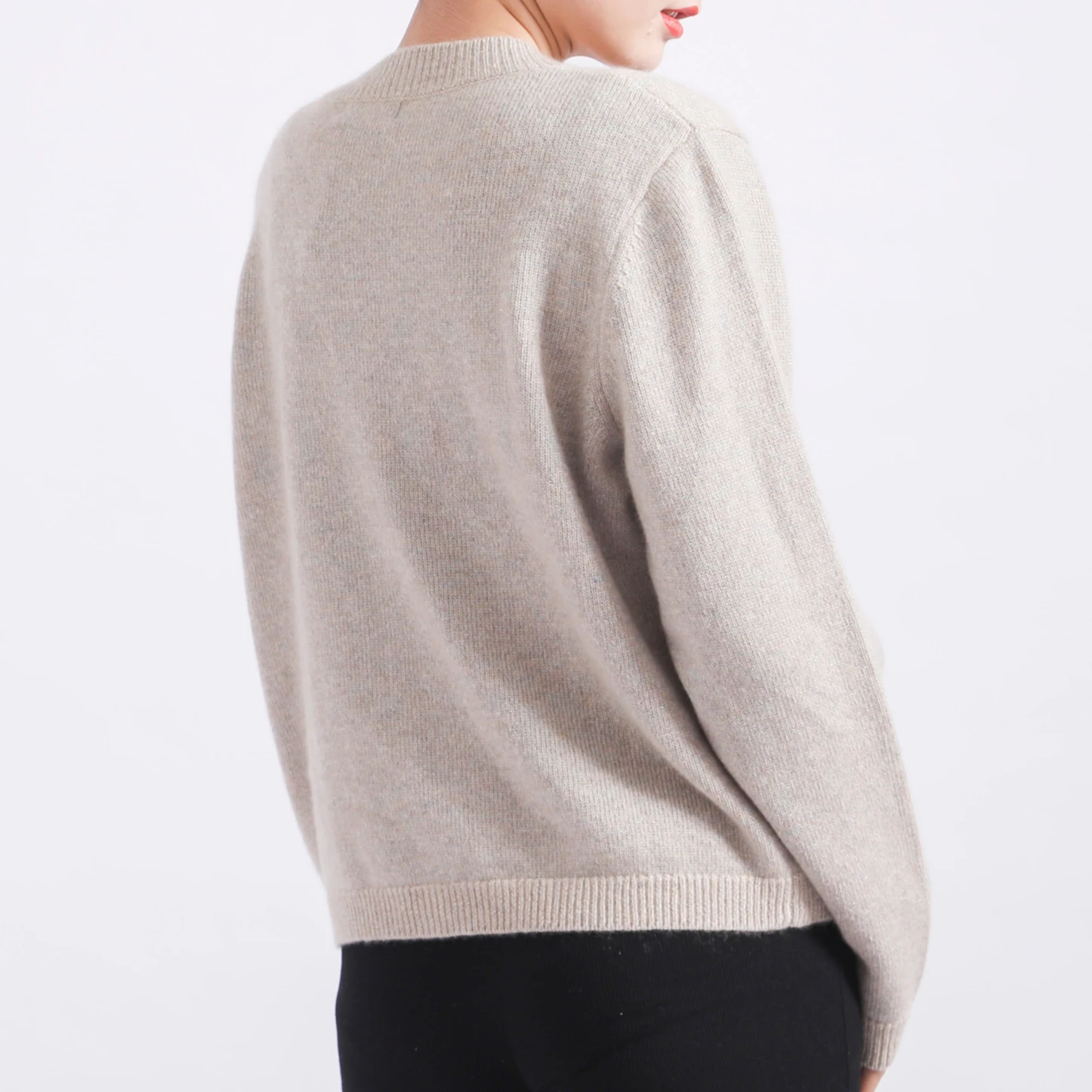 Soft metallic yarn cashmere Cardigan  paillette cloison cashmere cardigan