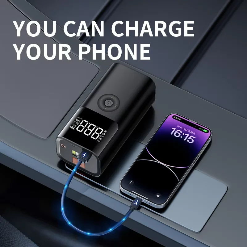 Emergency Automatic Jump Starter 12V  Portable Car Booster Start 25 times Power Bank Dead Battery Jumper with Air Compressor