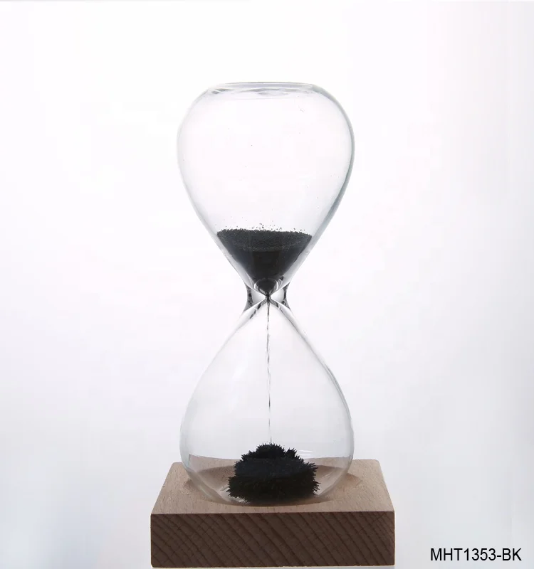 Hot selling new style promotion gifts for holidays and all festivals funny wooden base magnetic sand clock