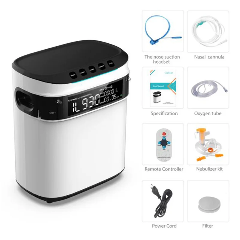 220V 110V Stock Portable Silent Oxygen Concentrator Breathing O2 Machine for Home 1-7 litre Oxygen-Concentrator