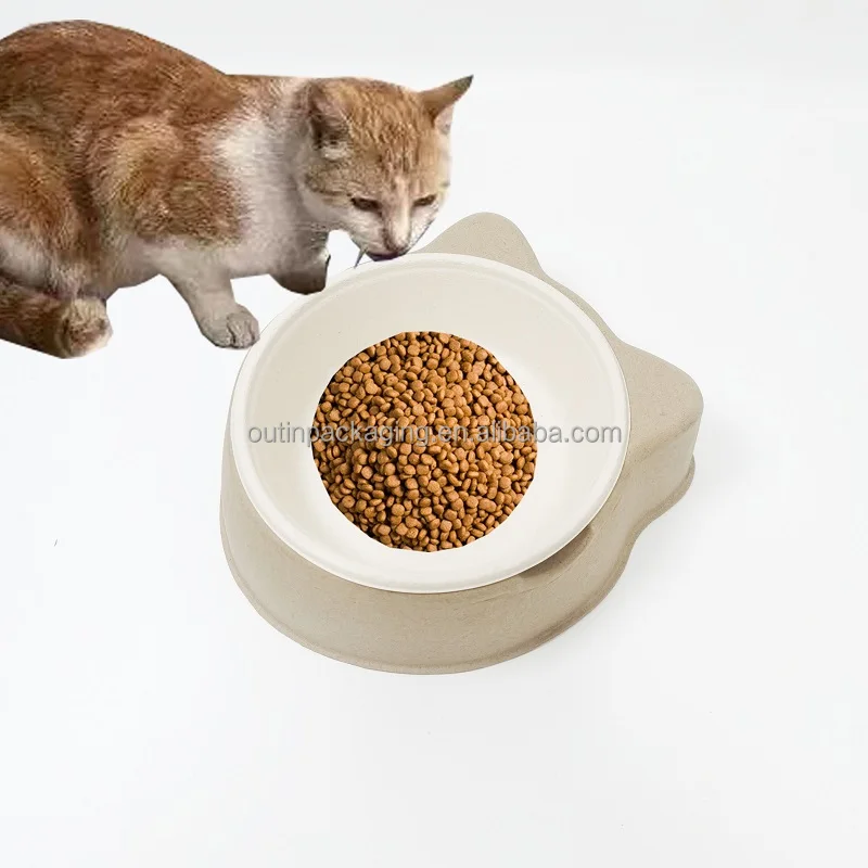 disposable Biodegradable Eco-friendly Pet Food Feeder tray mold Bamboo bagasse Fiber paper pulp Dog Cat Bowl pet lunch box