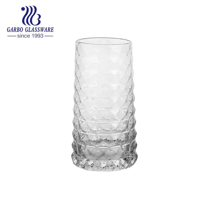 552ml handmade glass tumbler clear premium long drink highball glass water cup with special pattern  water tea drink glass cup
