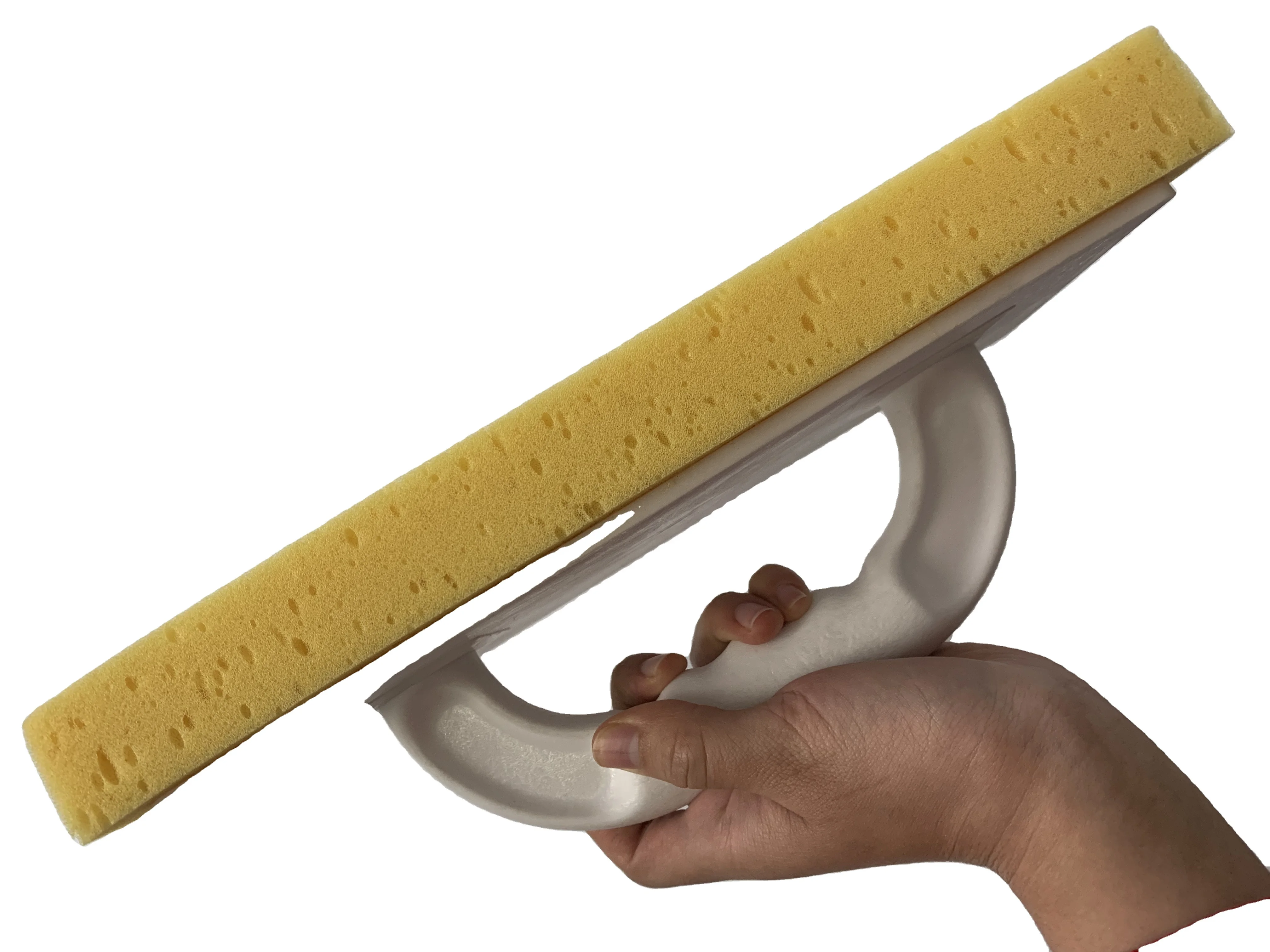 yellow open cell sponge with plastic white color handle foam trowel