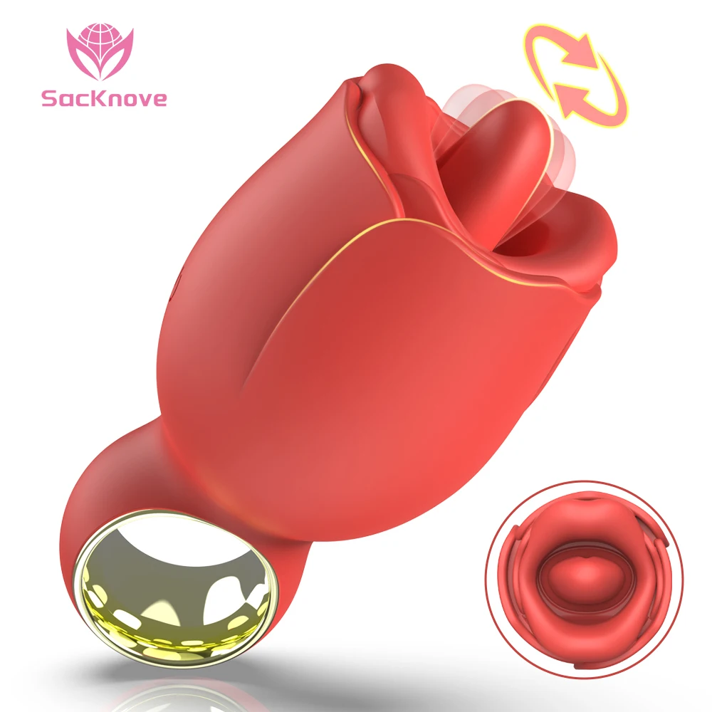 SacKnove Wholesale Hot Selling Silicone Vibrating Vagina Artificial Realistic Rose Tongue Licking Vibrator For Female Sex Toys