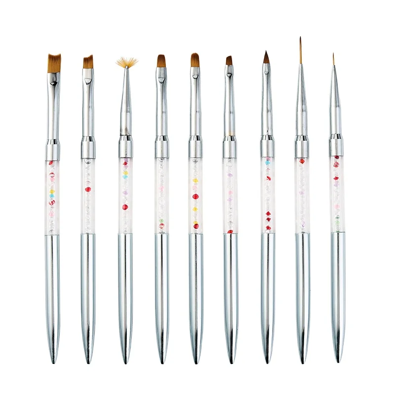 Factory direct sale Beautity Care Customized Logo Mental Handle Kolinsky Acrylic Nail Art Brush Set