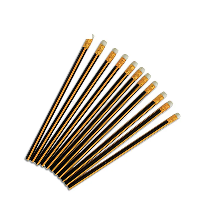 Office & school striped Graphite HB wood pencils with eraser toppers