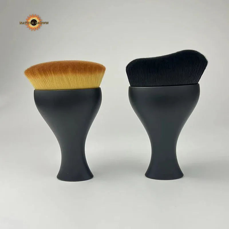 Manufacturer Price Facial Single Makeup Brush Wave Arc Curved Hair Liquid Foundation Tanning body brush