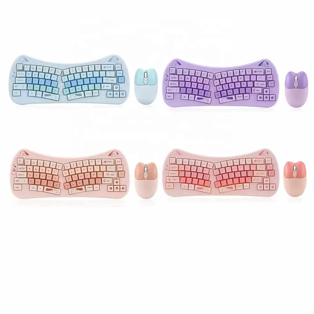 2024 Amazon Ebay Hot Sale DIY Colorful 66 key Keyboard Mouse Set for Gaming Laptop Girls 2.4G wireless Mini Keyboard Mouse Combo