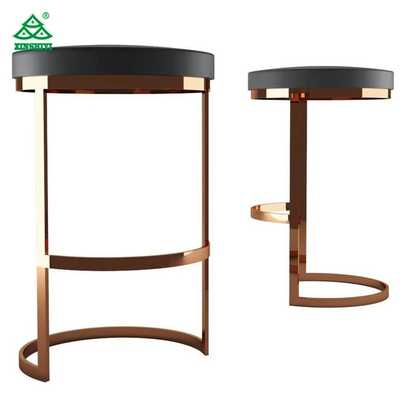 Modern Leather Bar Stool Seat High Chair with Metal Base Legs