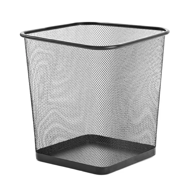 Waste Baskedesk Organizer Trash Can Mesh Customized Logo Welding Square Sustainable Metal Mesh Paper Waste Bin Office Metal,mesh
