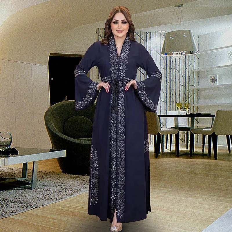 Latest design Middle Eastern women Muslim Maxi dress print skirt Elegant casual dress