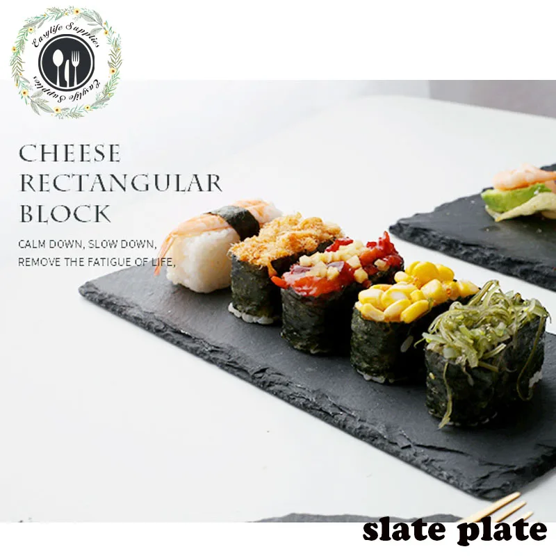 high quality 30*20cm black slate cheese board with certification