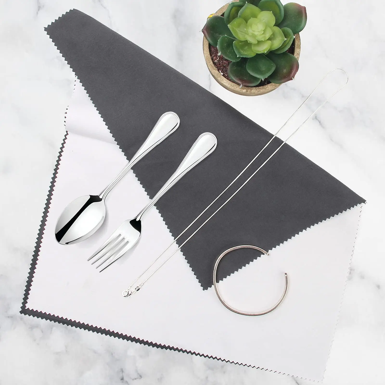 Microfiber Four Layer Silver Polishing Cloth Custom Jewelry Cleaning Cloth for Sterling Silver Jewelry Trays Dish Flatware