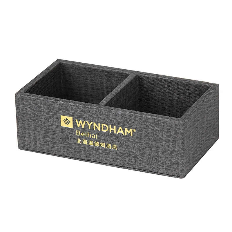 Custom logo Hotel guest room pu leather tea bag holder organizer sugger coffee candle sachet box holder, tea bag holder