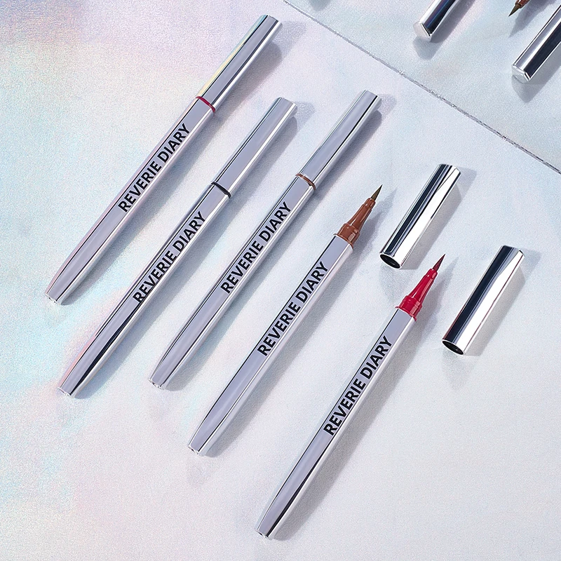 Private Label Makeup Silver Tube Eyeliner 4 Colors Quick Dry Non Smudging Waterproof Long Lasting Liquid Eyeliner Pencil
