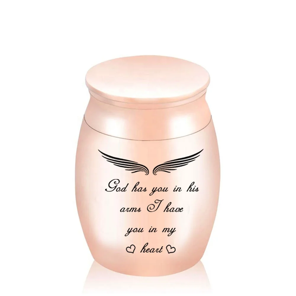 Engraved Angle Wings Cremation Urns for Memorial Human Pet Ashes Keepsake Funeral Casket Urn - God Has You in His Arms 30x40mm