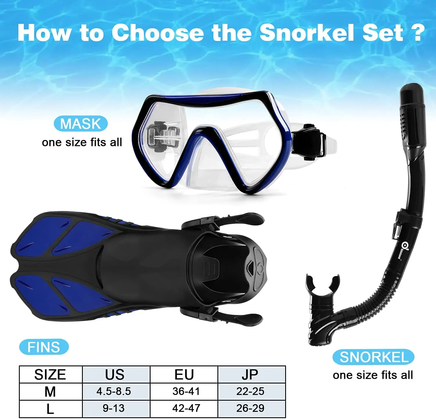 6-in-1 Snorkeling Suit, Convenient Adult Diving Equipment with Splash-Proof Snorkel