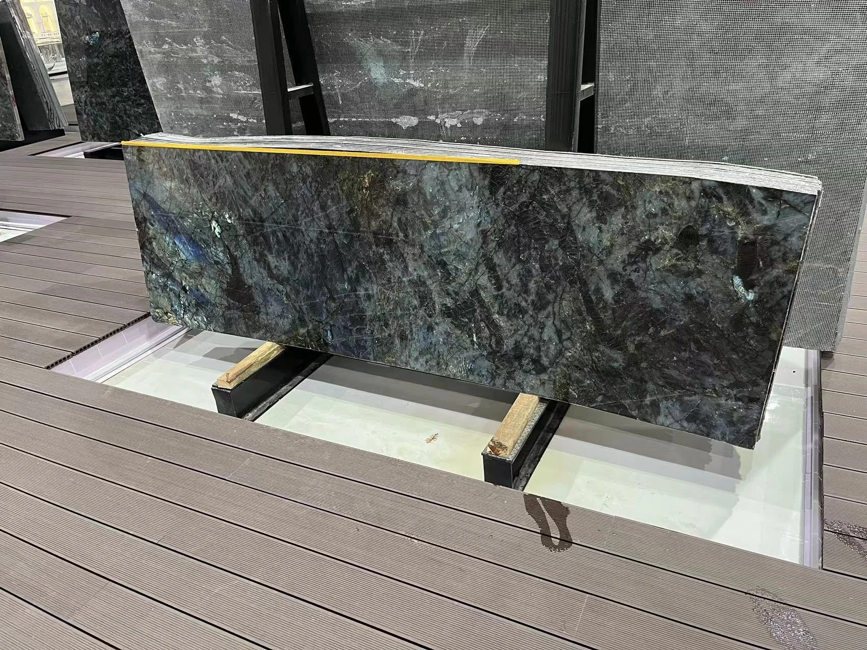 Luxury Madagascar Blue Labradorite Granite slab  home decoration Lemurian blue granite