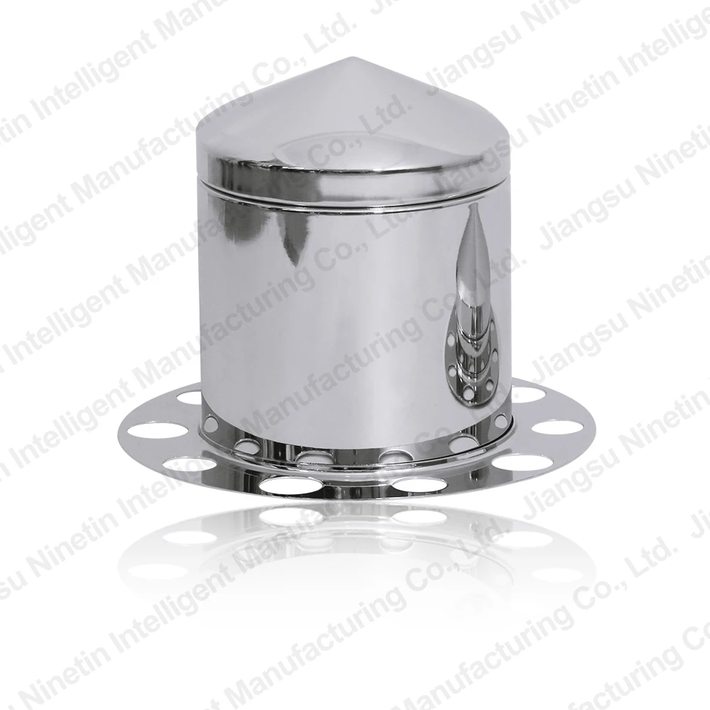 3PCS Wheel Hub Cover 22.5' Steel Chrome Rear Pointed Wheel Axle Covers For Semi Tricks Mack Volvo International