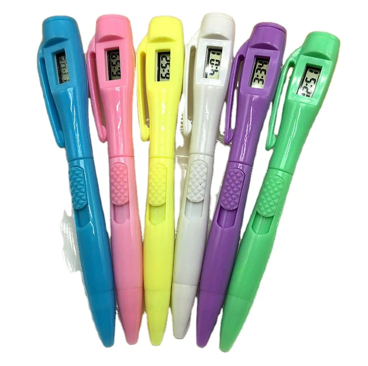 Promotional Plastic Ballpoint Pen With Clock Wholesale Price 0.7 mm Writing Width