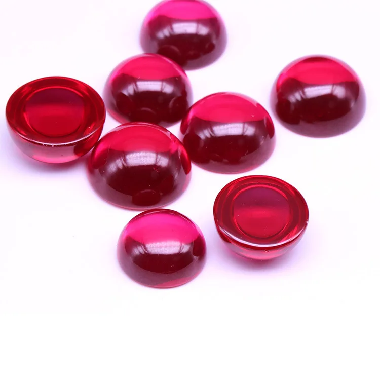 High Quality 1.5mm 2.0mm 2.5mm 3.0mm Round Flat Black Stone Cabochon Synthetic Stone Ruby Blue Green Round Cabochon