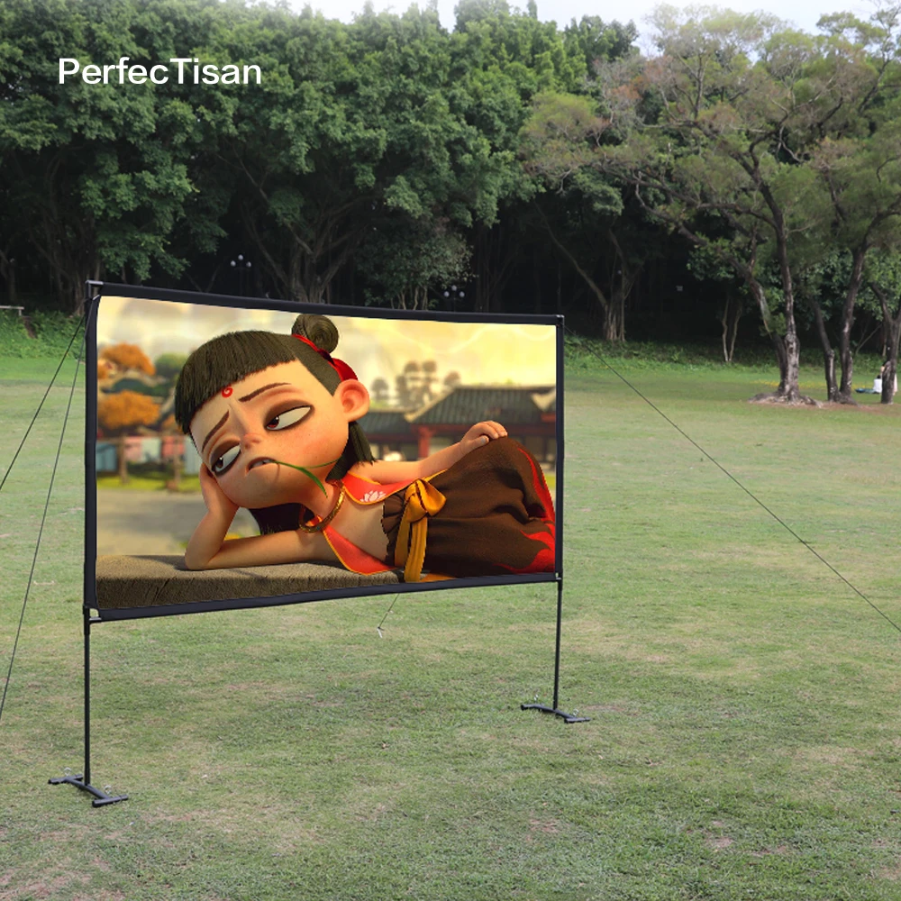 PerfecTisan outdoor projector screen portable  front and rear fast fold screens 100 120inch portable outdoor frame screens