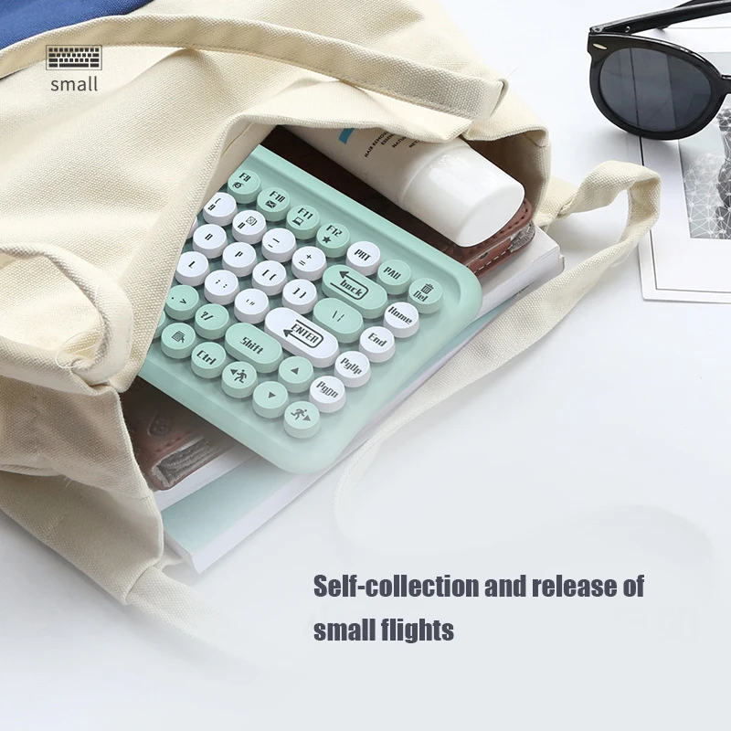 Retro Office Small Portable Round Keycaps 85 Key LT700 Mini Portable 2.4G Wireless Keyboard and Mouse Combos