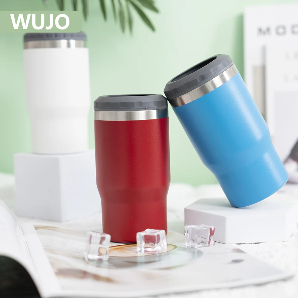 Customized 4-In-1 Stainless Steel Tumbler Double Wall Vacuum Coffee Mug Wine Tumbler Beer Can Cooler With Lid
