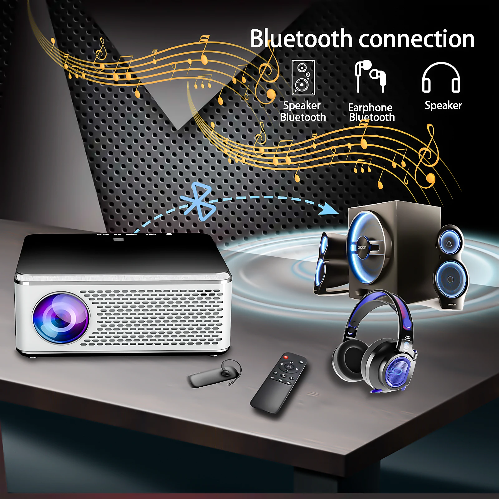 Mini Portable Projector Video Projector Screen Mirroring HD LED Video Projector Home Theater