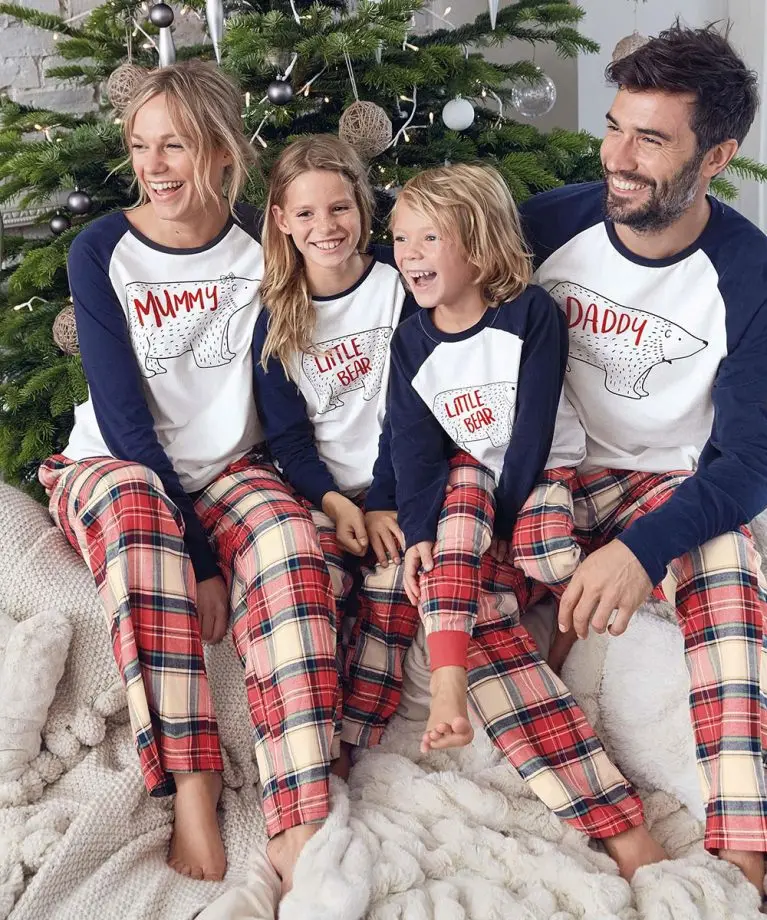 Christmas bear print Christmas Pajamas Family Home Wear Christmas Family Pajamas Parent-child Outfit