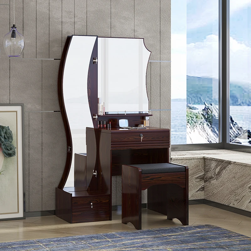 wholesale dressing table for bedroom with mirror and chair storage vanity table brown special dressing table