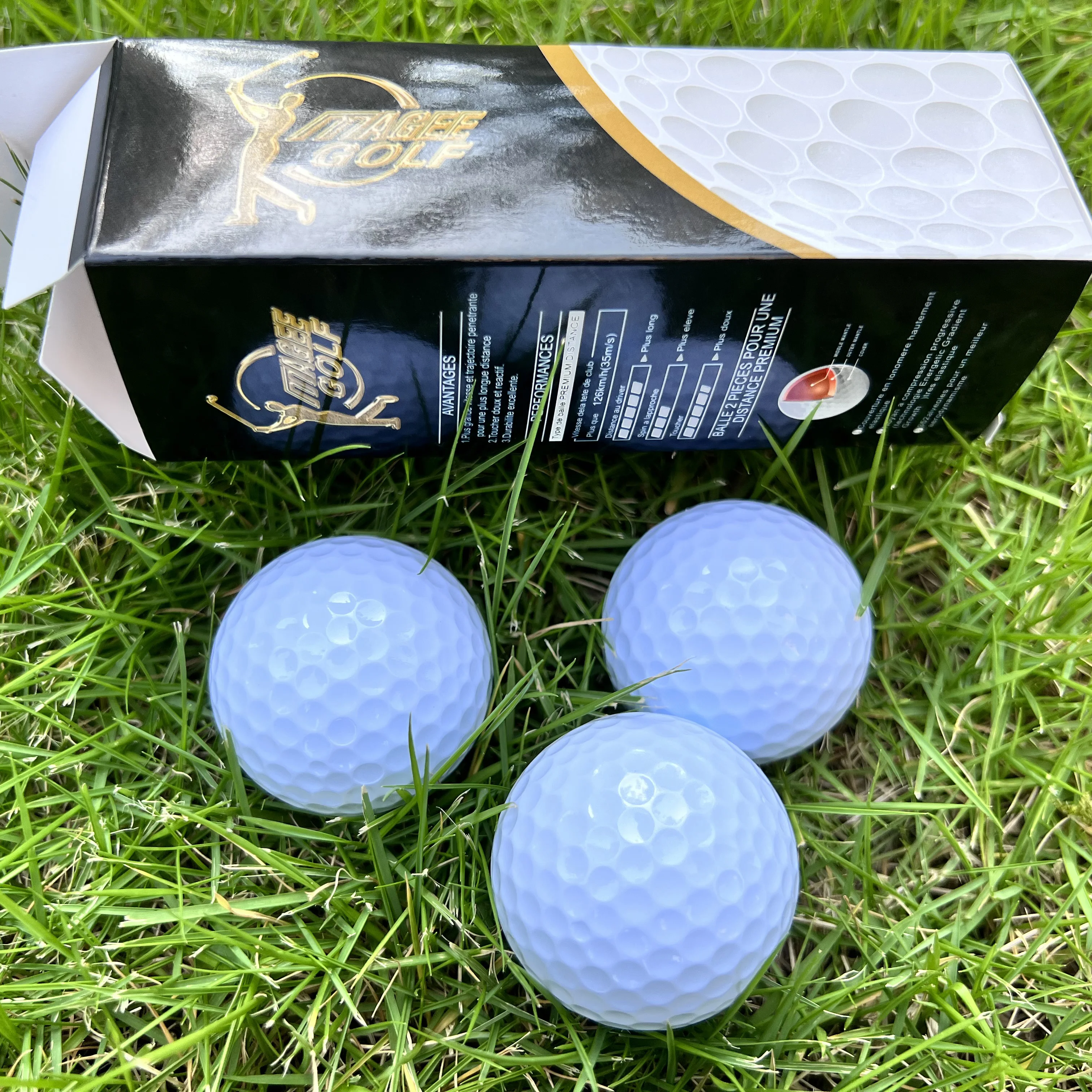Quality Custom Box Package Long Distant Surlyn Golf Balls Cheap custom logo 2 layer practice ball