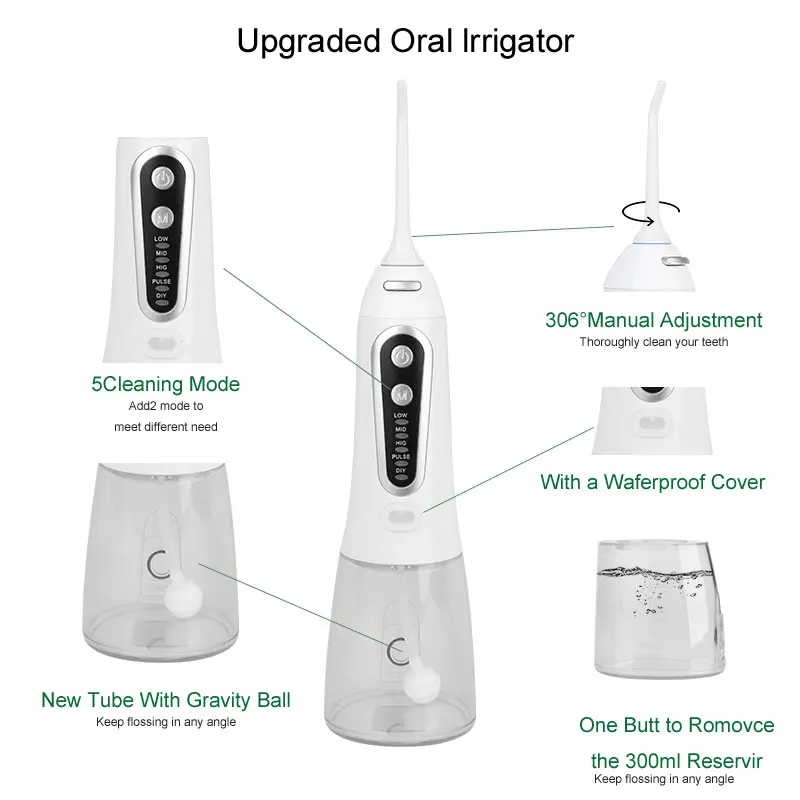 cordless oral irrigator ipx7 waterproof for